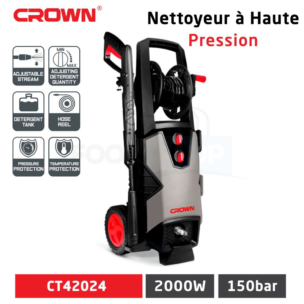 آلة التنظيف بالضغط العالي الأصلية من كراون بفعالية عالية CROWN Nettoyeurs Haute Pression 2000W CT42024