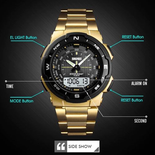 Skmei Montre Hommes Intelligente Double Affichage - 1370 - 5Atm-Doré