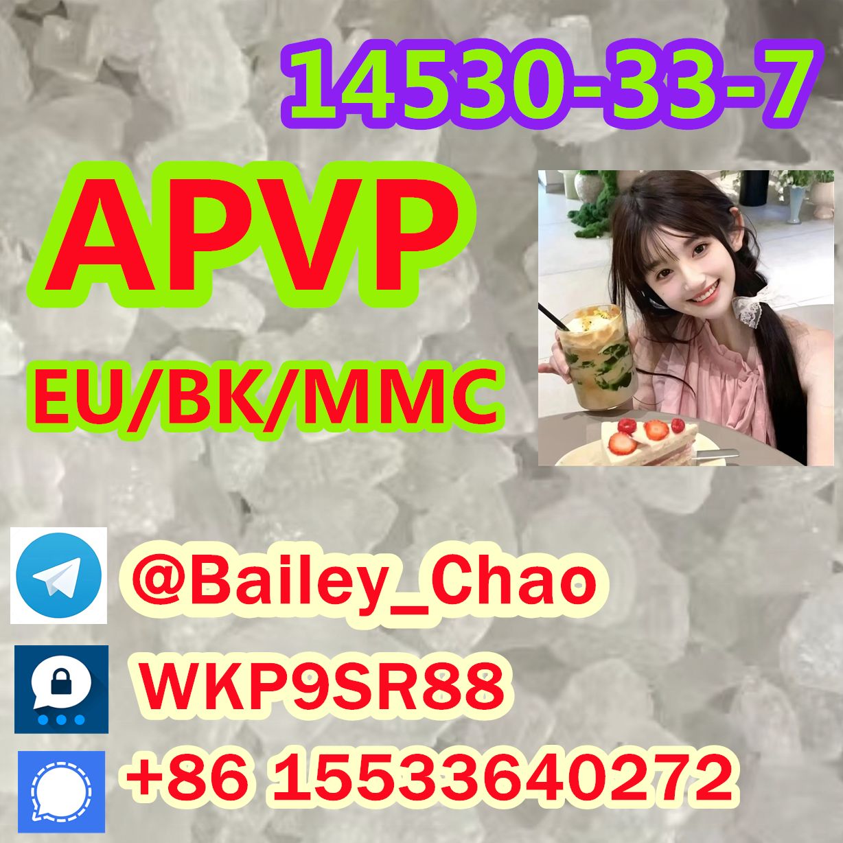 APVP,A-PVP,Flakka,α-PVP,α-PHP,CAS.14530-33-7 apihp 99% Purity