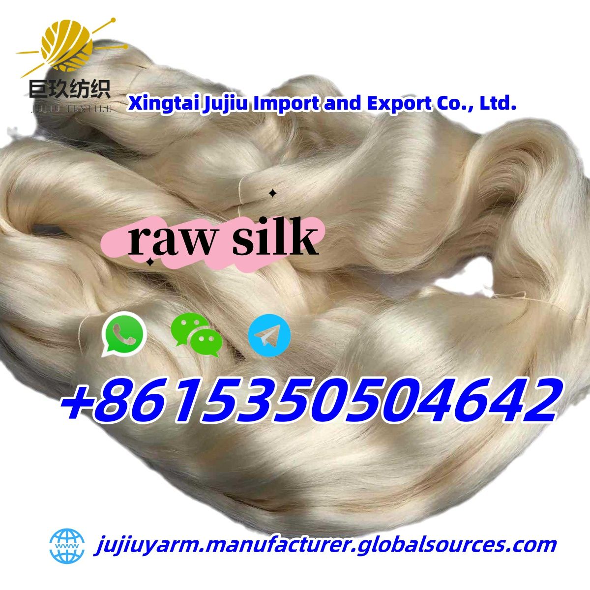 New Raw Silk 100% Mulberry Silk Yarn whatsapp+8615350504642